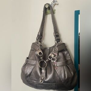 b. makowsky Metallic sliver large bag